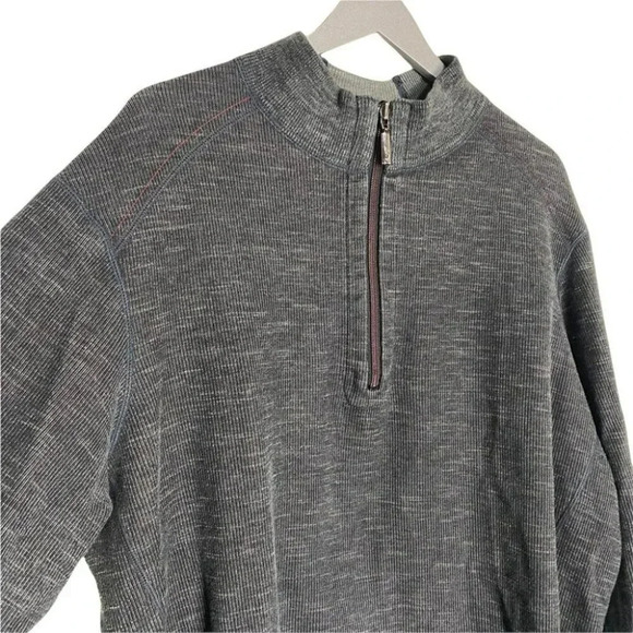 Tommy Bahama Flipshot XL/XXL gray/black reversible 1/4‎ zip mock neck sweatshirt - Picture 7 of 8